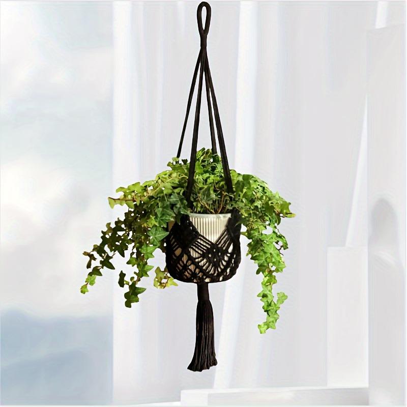 1pc Boho Macrame Plant Hanger for Indoor Outdoor Hanging Succulents Cotton Rope Woven Hanging Basket with Net Pouch