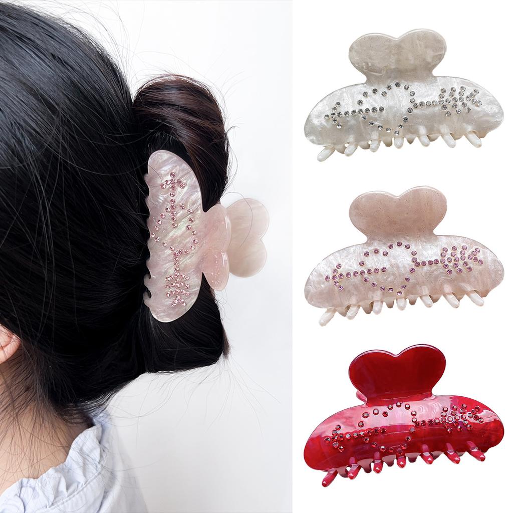 1pc Light Luxury Rhinestone Heart-shaped Clip Design for Valentine's Day Hair Clip, High-end Shark Clip Hair Accessory