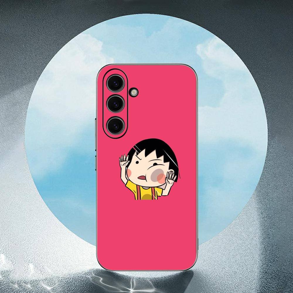 Cute Anime Sakura Momoko -O For Samsung Galaxy S25 S24 S23 Ultra S22 S21 Plus S20 Black Soft Silicone Protective Case
