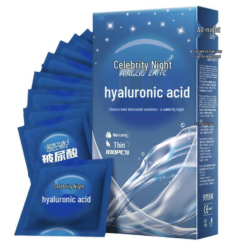 Celebrity Ultra Thin Ribbed Condoms with Hyaluronic Acid for Adult Pleasure and Family Planning