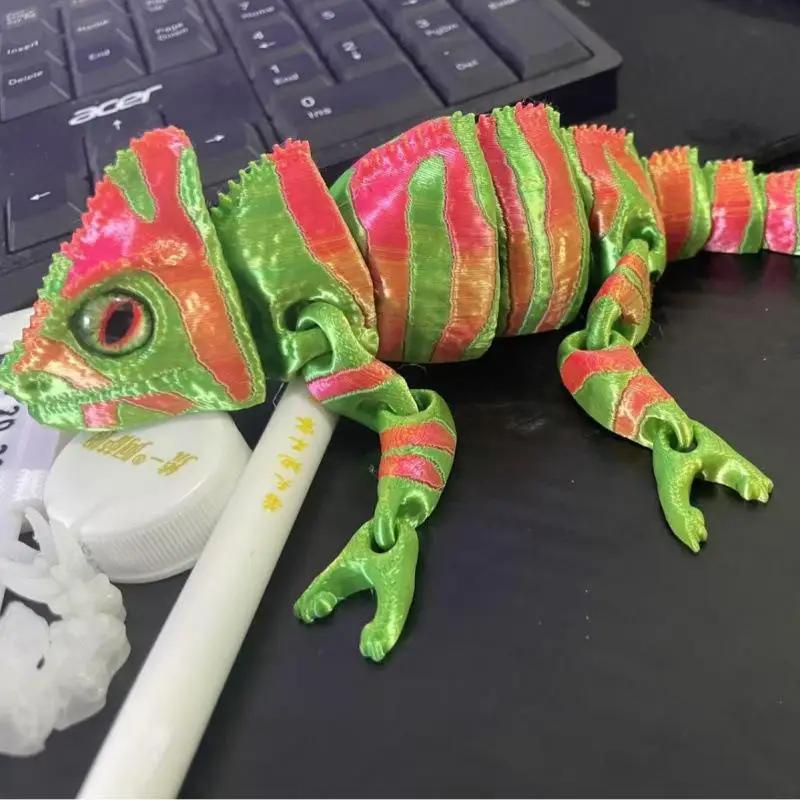 22cm Fashion 3d Printed Dragon Chameleon Figures Multi-joint Movable Simulation For Home Accessories Kids Gift Room Decoration