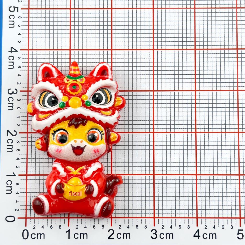 New Year Festive Lion Resin DIY Hair Clip & Keychain Accessories