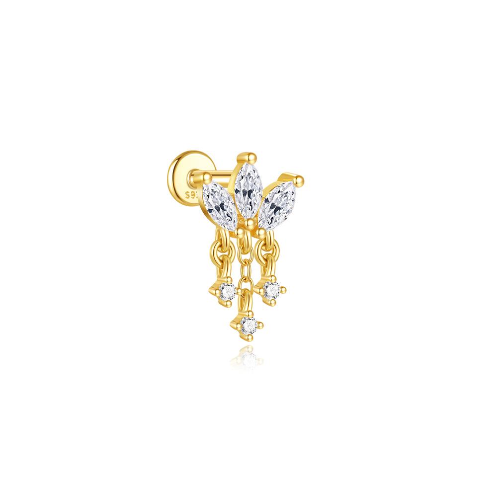 AIDE 1PC 925 Silver Zircon Piercing Chain Fit For Earring Hoops Ear Bone Studs DIY y2K Lucky Red Koi Fish Jewelry Accessories