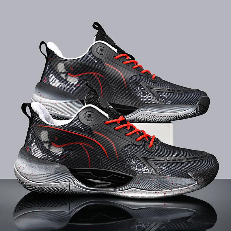 Luminous high-top basketball shoes men's actual combat cement boots teenagers junior high school students big children sports shoes