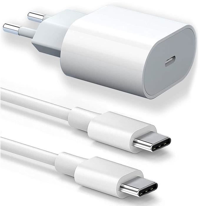 25W USB-C Charger - E.F.Connection - for iPhone 17 Pro Max / iPhone 16 - 20W Cable - 1M - White