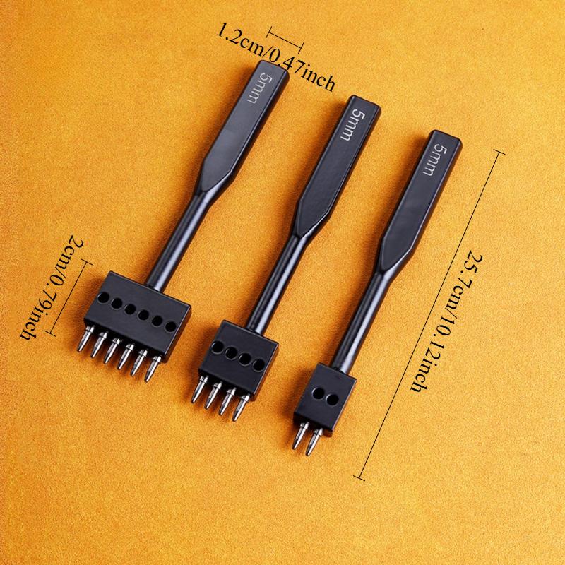 

5mm Leather Process Round Holes Row Punch DIY Leather Bag/shoe/coasters Hand Stitching Hole Auxiliary Punching Tools