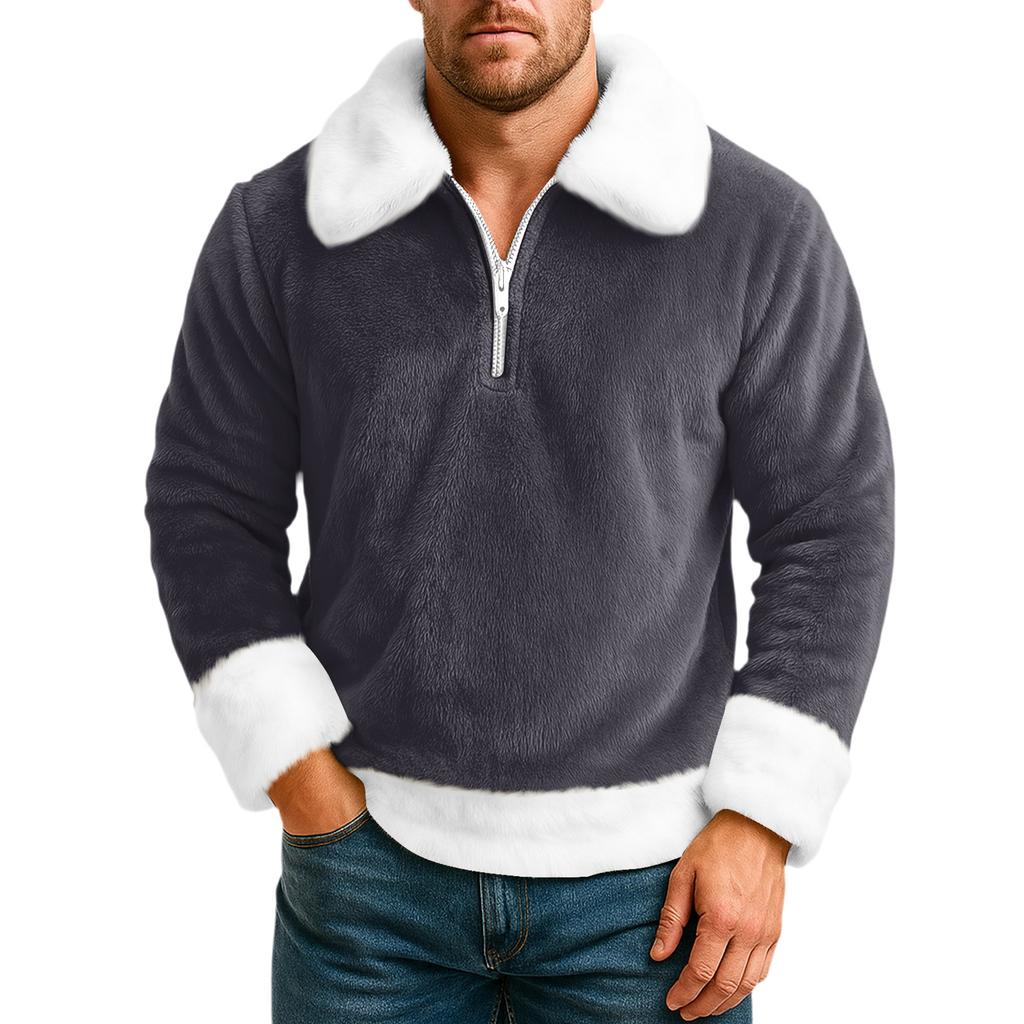 Men's Leisure Half Zipper Flip Collar Hoodie