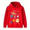 Kids Boys Girls Pullover Hoodie, Cute Solar System Planets Graphic Casual Long Sleeve Hooded Sweatshirt for Astronomy Space Lover Children Daily Wear