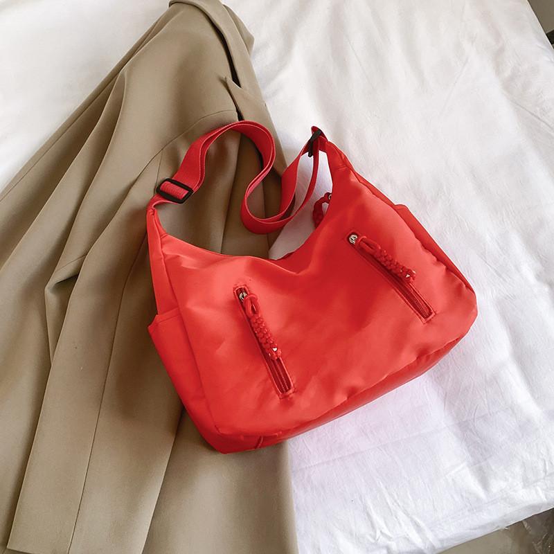 Stylish 2024 Summer Large Capacity Nylon Crossbody Bag For Trendy Streetwear In Black Red Beige Blue