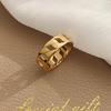 Wangdings Retro Titanium Steel 18K Gold Plated Ring for Women - Simple, Fashionable, Hollow Design