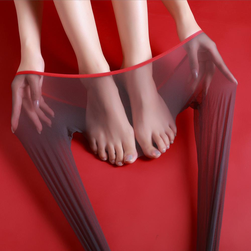 0.8Cm Narrow Sensual Velvet Emotional Fun Sexy No-Removal Abstinence Pantyhose Black Stockings 0D Ultra-Thin