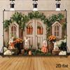 2D Spring Rabbit Backdrop - Natural Greenery Woodland Door Photography Background for Easter Events