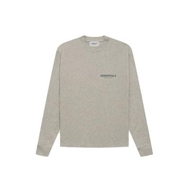 Camiseta de Manga Larga Transpirable Lisa Cuello Redondo Tops Unisex Dark-Heather-Oatmeal FOG-FW21-190