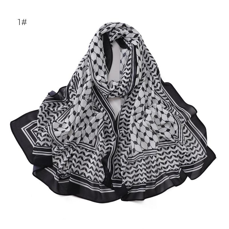 Headscarf Pearl Chiffon Printed Scarf Desert Long Scarf Sunscreen Silk Scarf