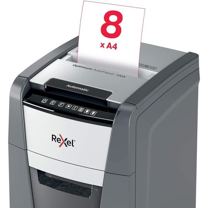 Destructeur de documents - REXEL - Auto+ 100X - Coupe croisée - Sécurité P4 - 100 feuilles max