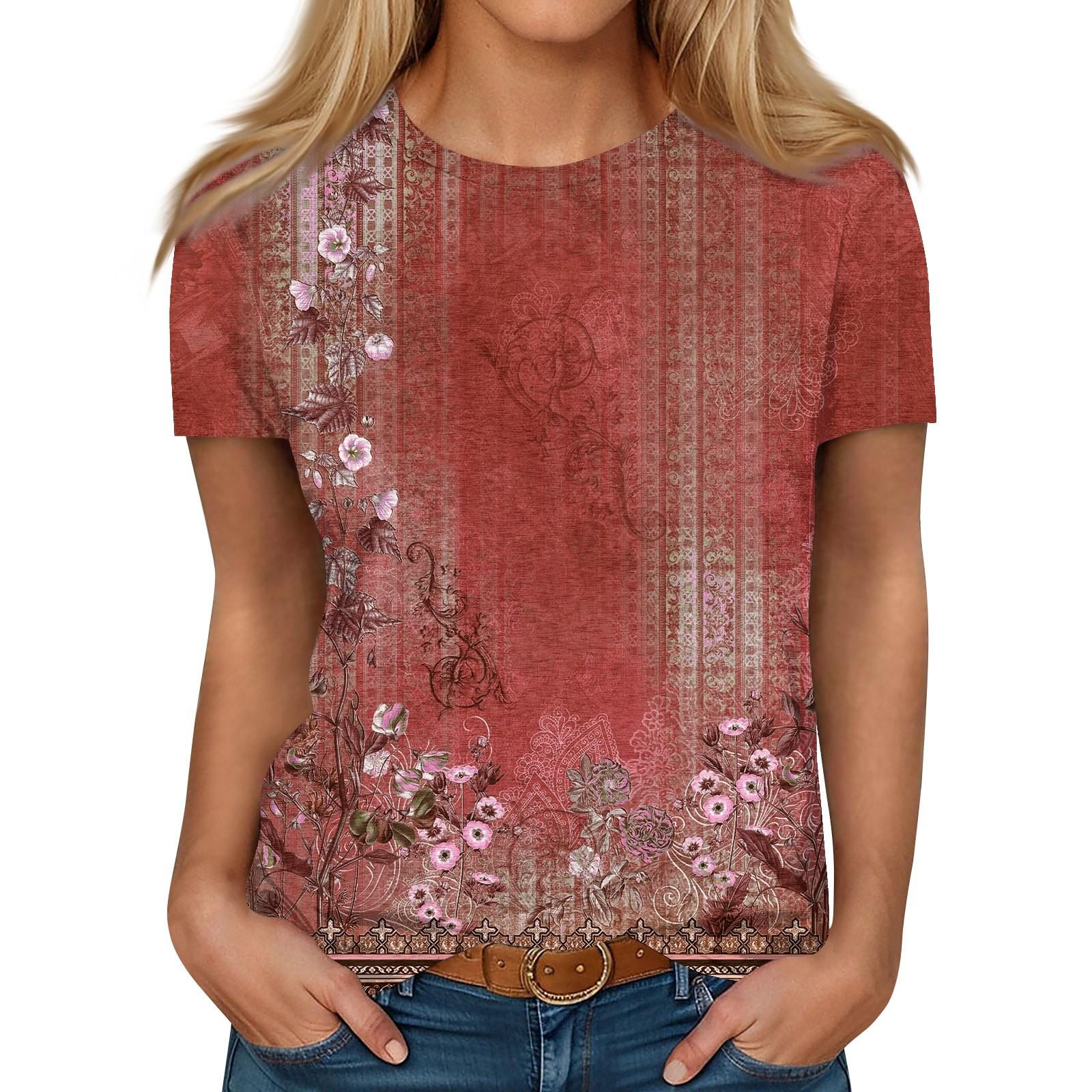 

Жіноча повсякденна футболка з круглим вирізом і короткими рукавами XL червоний