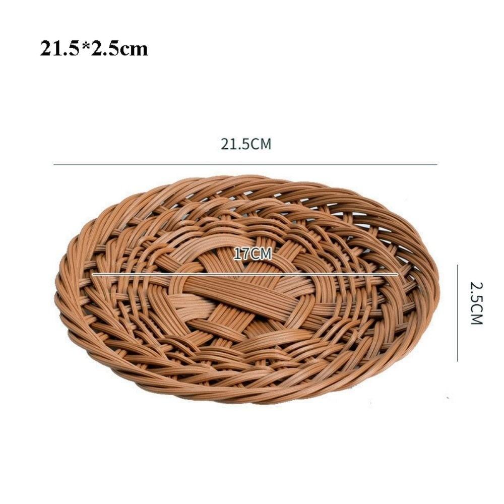 Hardness Rattan Wicker Woven Serving Baskets Plastic Handwoven Dried Fruit Dim Sum Snack Plate 3 Styles Household Rattan Basket