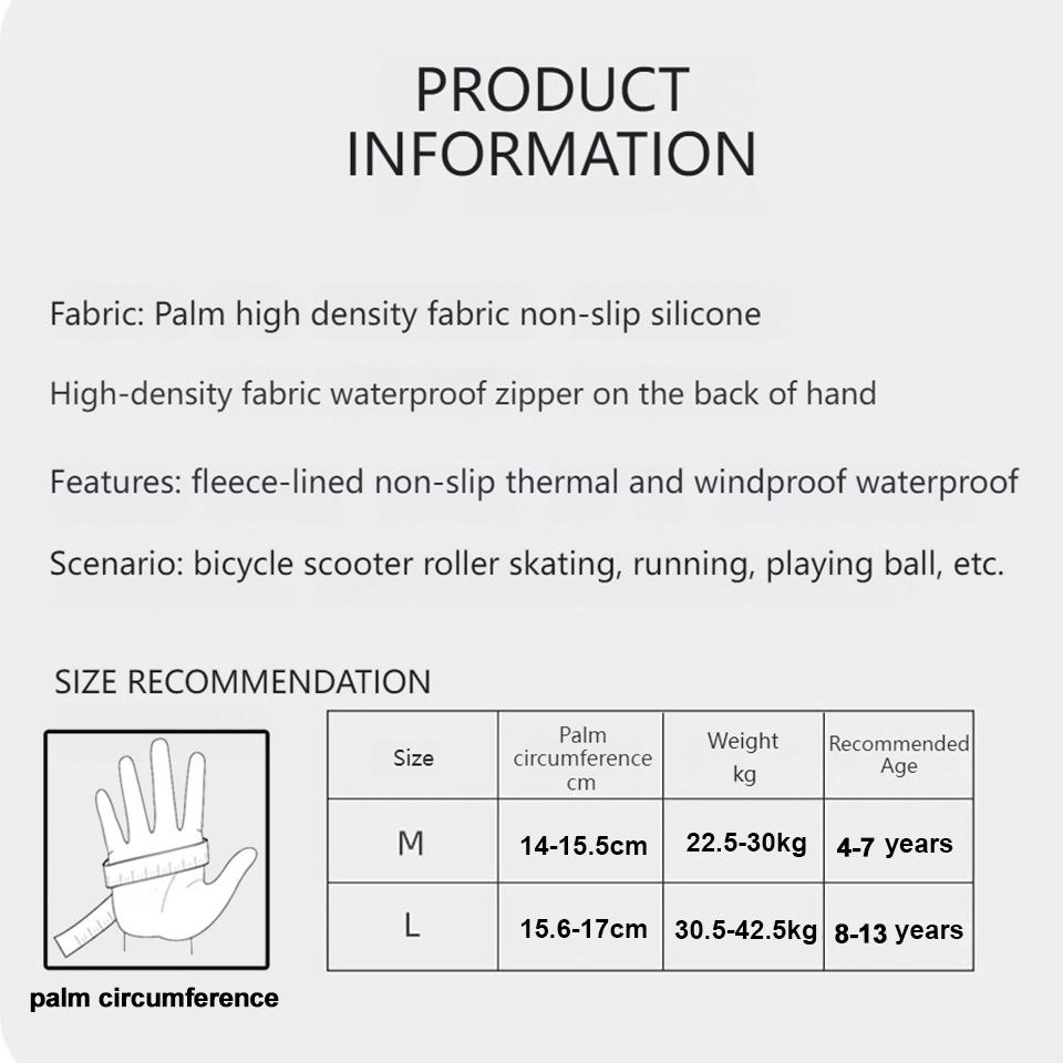GTUBIKE Children Gloves Warm Cycling Winter Skiing Autumn Kids Reflective Non-Slip Boys Girls Water-Repellent Fleece Gloves