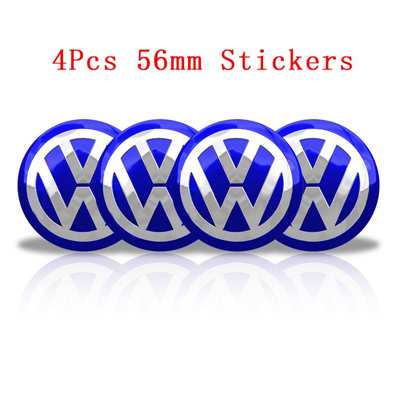 

4Pc 55mm 56mm 60mm 65mm For Volkswagen R-Line R T5 Polo Golf Passat Scirocco VW GTI Car Wheel Center Hub Cap Rim Cover Stickers