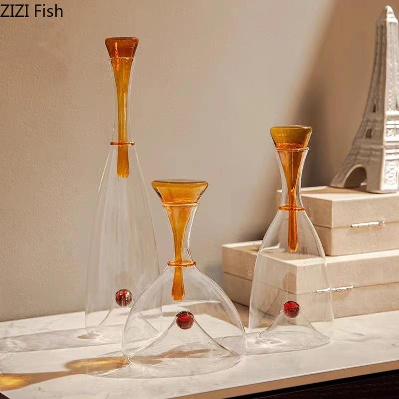 Simple and Transparent Glass Decanter Restaurant Wine Cabinet Decoration Art Crafts Decanter Family Bar Wedding Party Wine Set