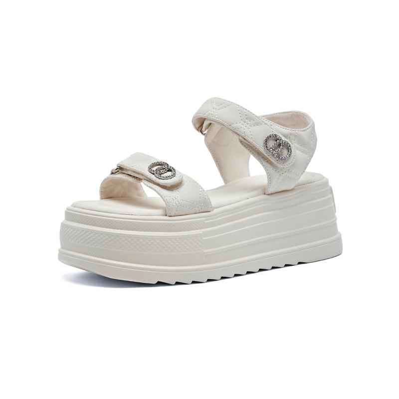 Internet Celebrity Sandals Women's Summer Wear Ins Fairy Wind Spring 2025 New Super Fire Thick Bottom Versatile 7cm Heightening Rhinestone