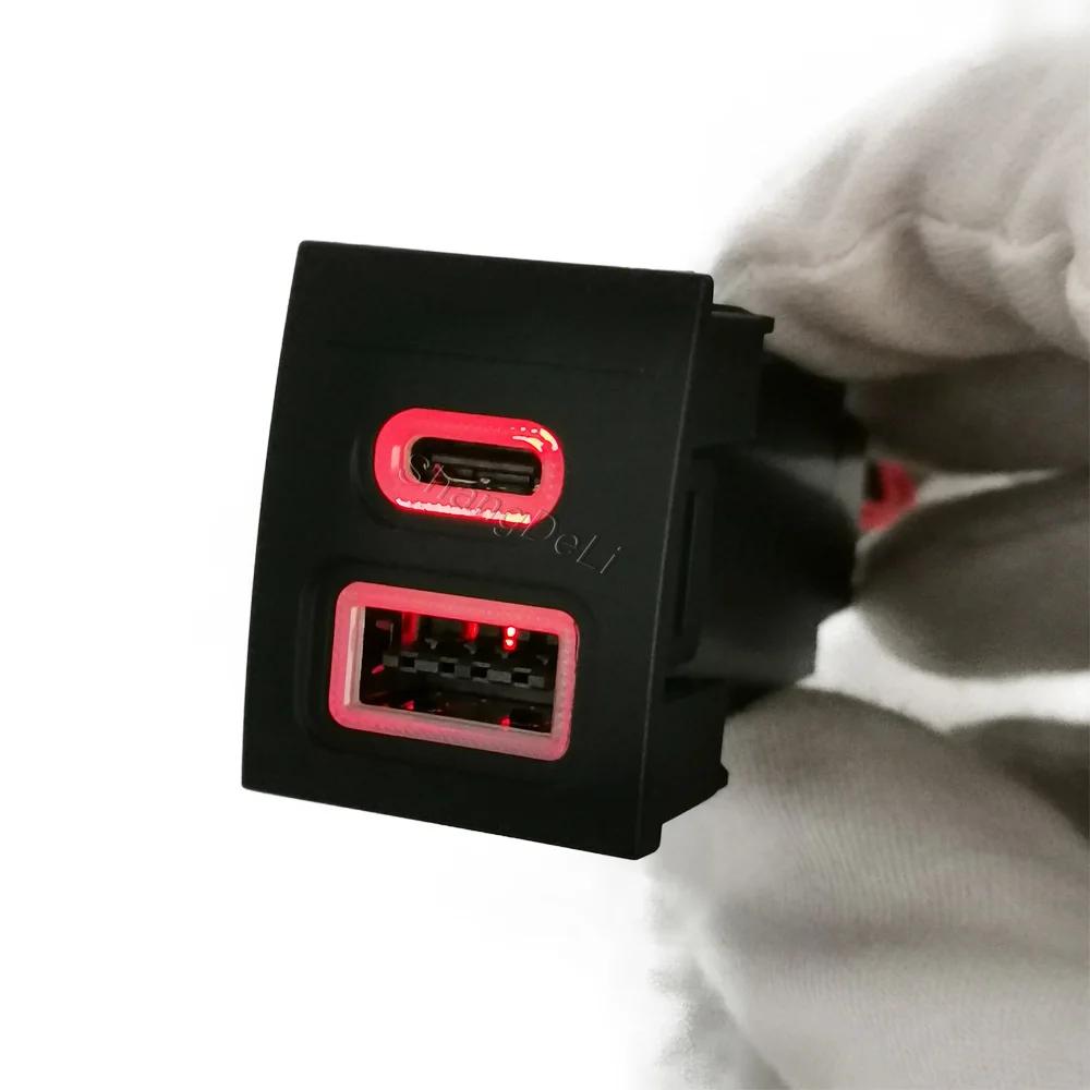 12V/24V Car Dual QC3.0 USB Type-c PD Charger Interface Adapter Charging Socket Fit For POLO 2002 - 2009 Accessories