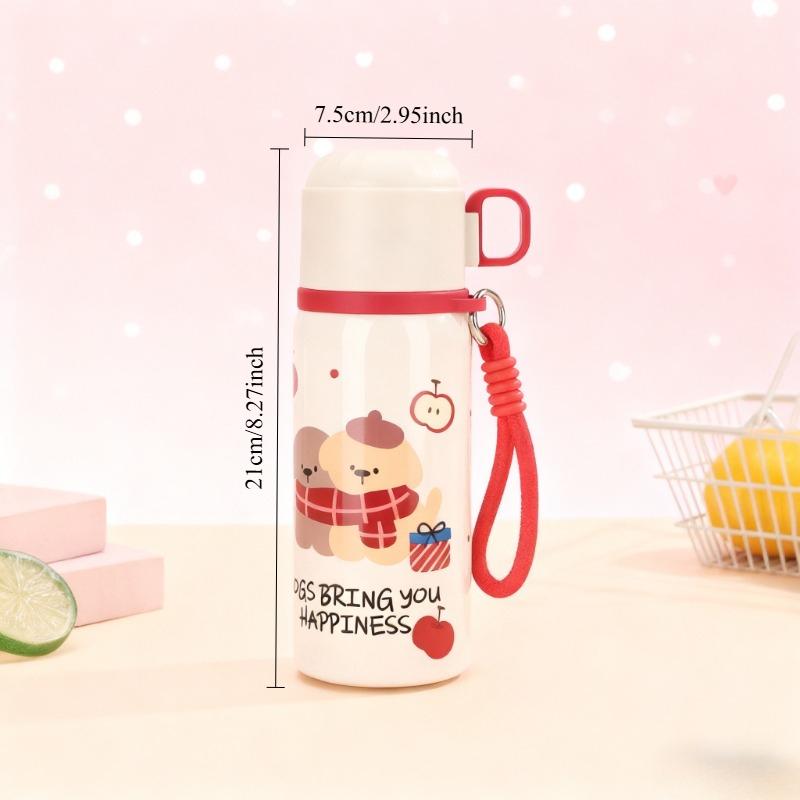 High-value Stylish Dual-drink Children's Cup 316 Stainless Steel Vacuum Insulated Cups Cute Cartoon Portable Straw Cup Bottle