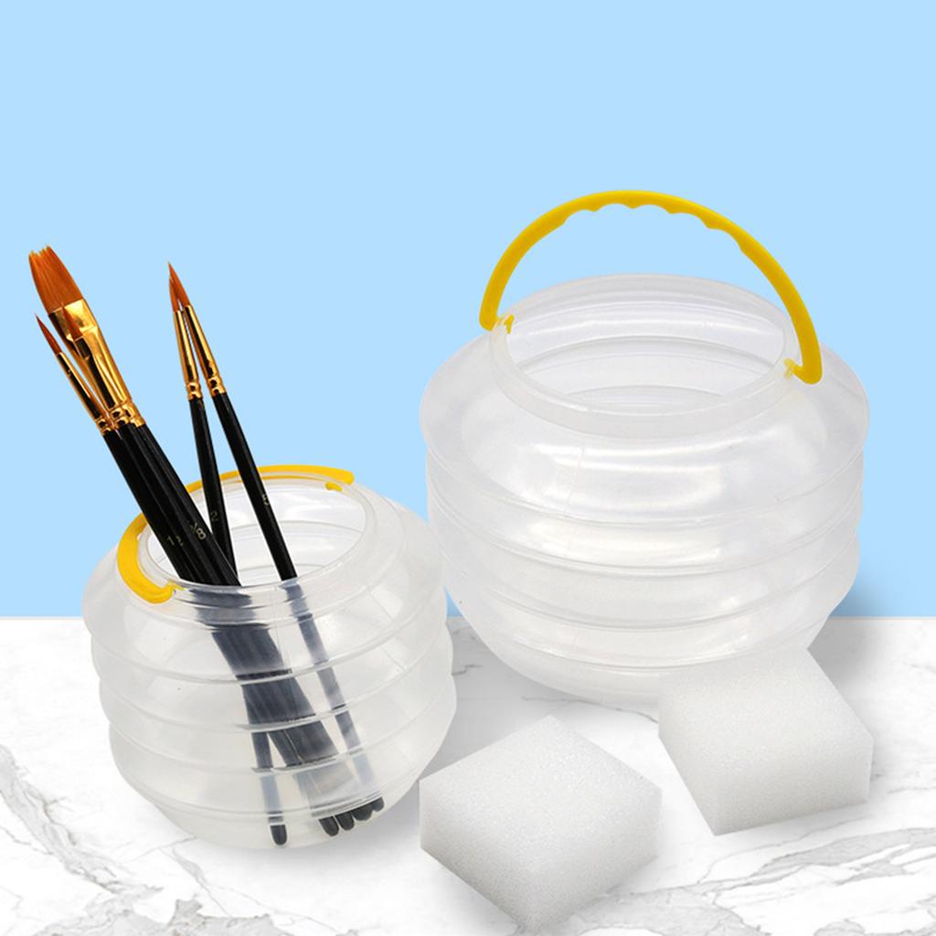 Paint Brush Washer Collapsible Washing Bucket Brush Holder Foldable Transparent Brush Washer for Outdoor Indoor Painting