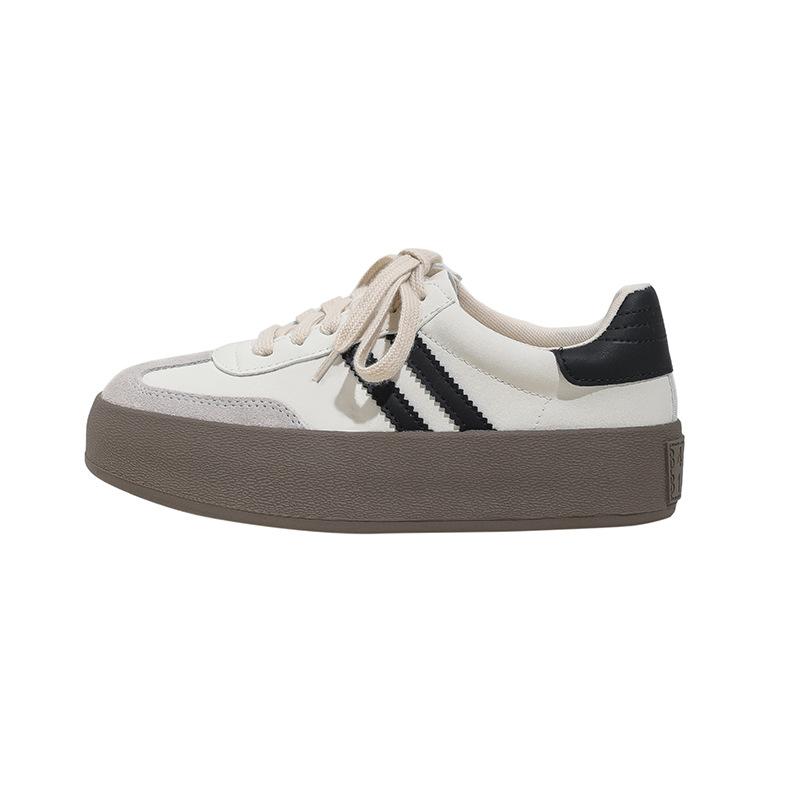 Casual retro thick sole heightening casual board shoes little white shoes women's leather classic versatile women