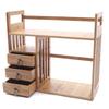 Bamboo Desktop Organizer with 3 Drawers and Shelves - Vintage Style Wooden Storage for Office Supplies and Books