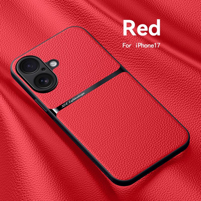 For Apple iPhone 17 17 Pro 17 Pro Max 17 Air Leather Texture, Built-in Magnetic TPU Soft Anti-drop Anti-fingerprint Phone Case
