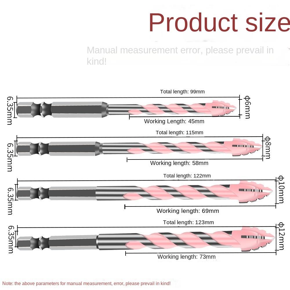Vierschneidiger Exzenterbohrer Schräger Kopf Gezahnter Betonbohrer Satz Hohe Härte Sechskantschaft Bohrer Bohrwerkzeug