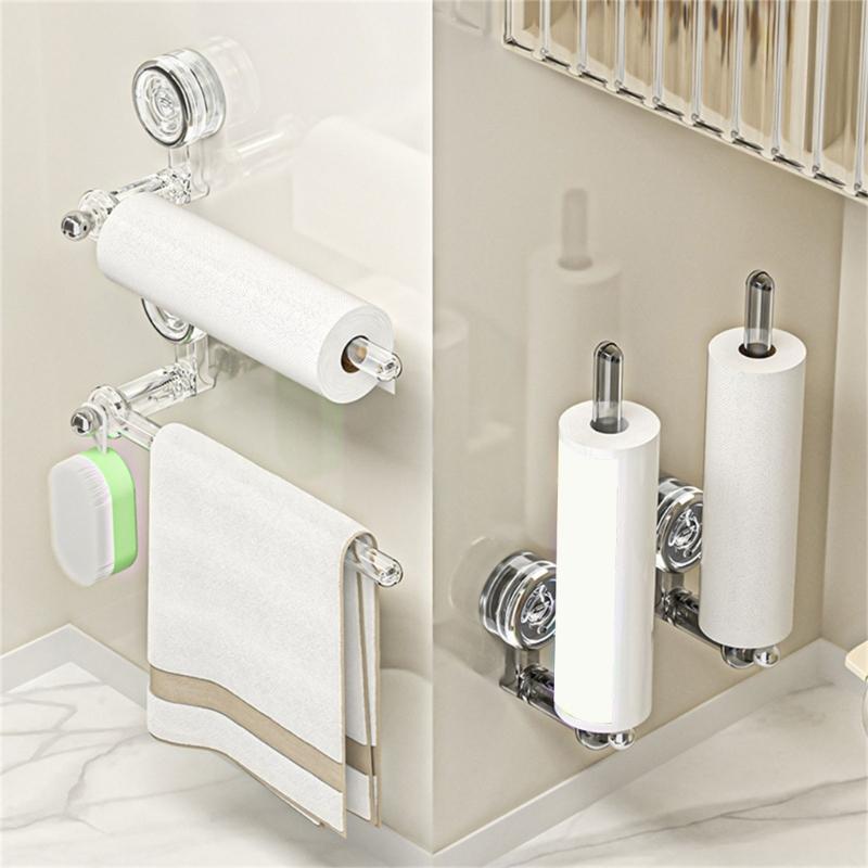 Easy Installion Rotatable Paper Towel Holder Suction Cup Hook for Efficient Kitchen and Bathroom Storage Solution