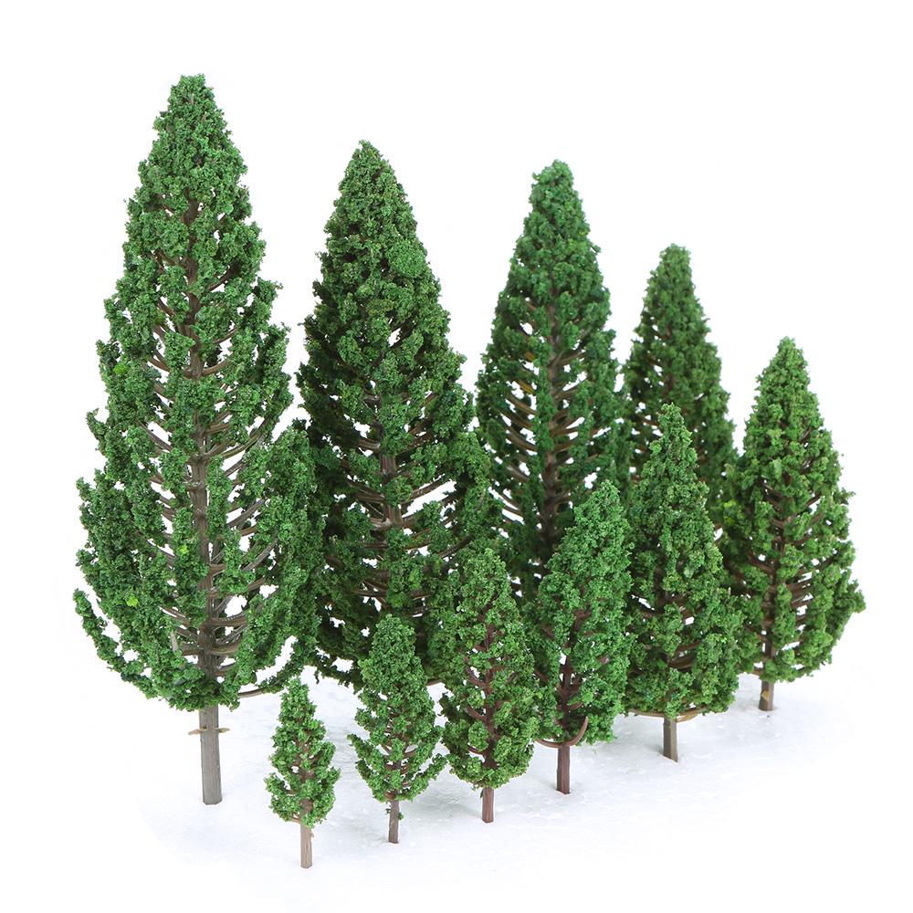 33pcs Mini Plastic Green Trees Scale Architectural Models Train Railways Landscape Scenery Layout Garden Decoration Tree Toys