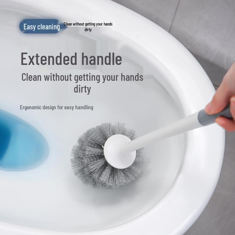 Wandmontiertes Toilettenbürsten-Set - Langer Griff, Keine Toten Winkel, Stanzfreies Design für Einfache Badezimmerreinigung
