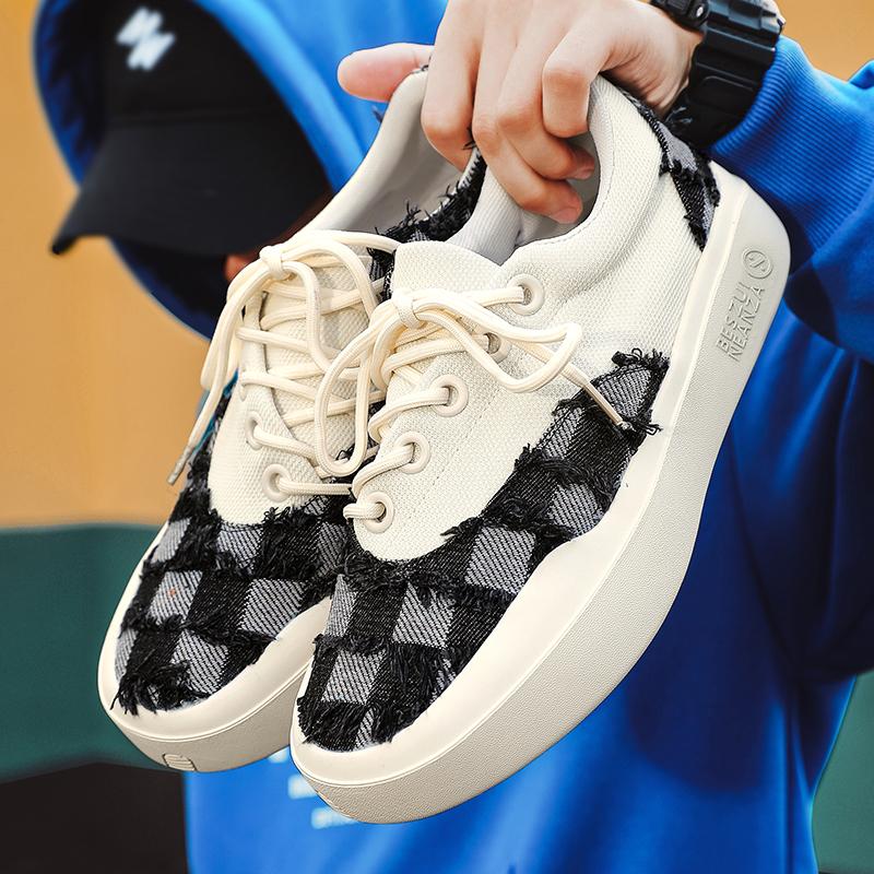 Men Shoes High Quality Vulcanized Ragged Canvas New Product Retro Thick Sole Men's Shoe Sneakers Canvas Student Board