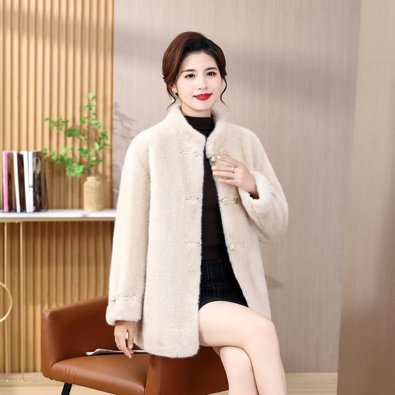 Mom's New Winter Clothing Imitation Mink Velvet Jacket Medium Old Girl Fur Integrated Medium Coat