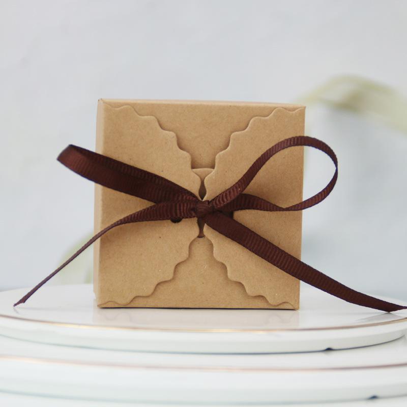 

European Candy Box, Simple Square Wavy Kraft Paper Happy Candy Box, Wedding Gift Packaging Box