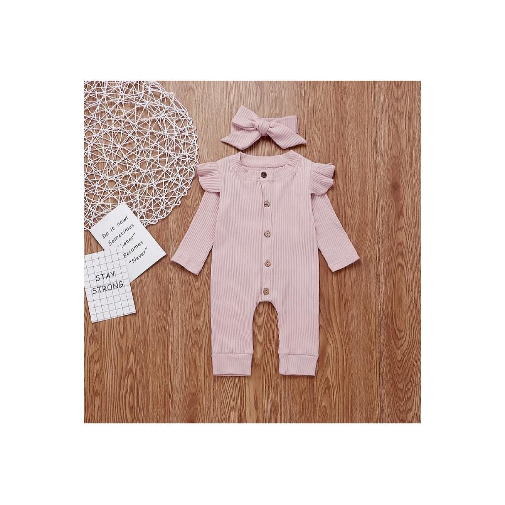 Kombinezon dla niemowląt z długim rękawem i knotem, wykonany w 100% z bawełny