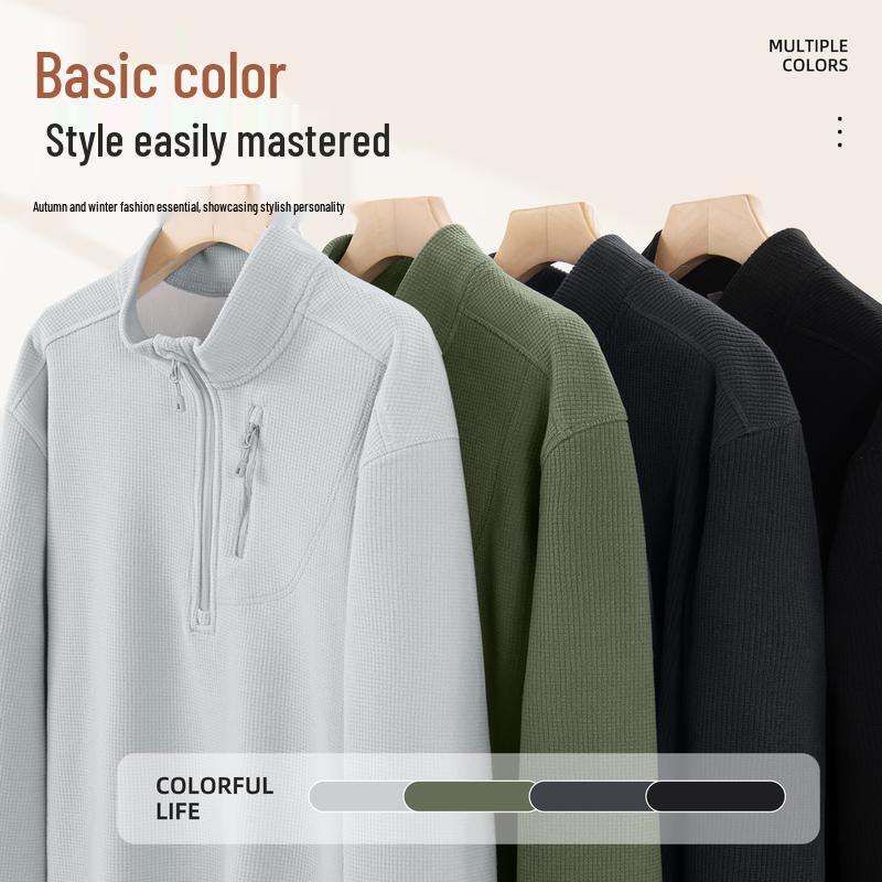 JEEP SPIRIT Men's Half-Zip Stand-Collar Sweatshirt