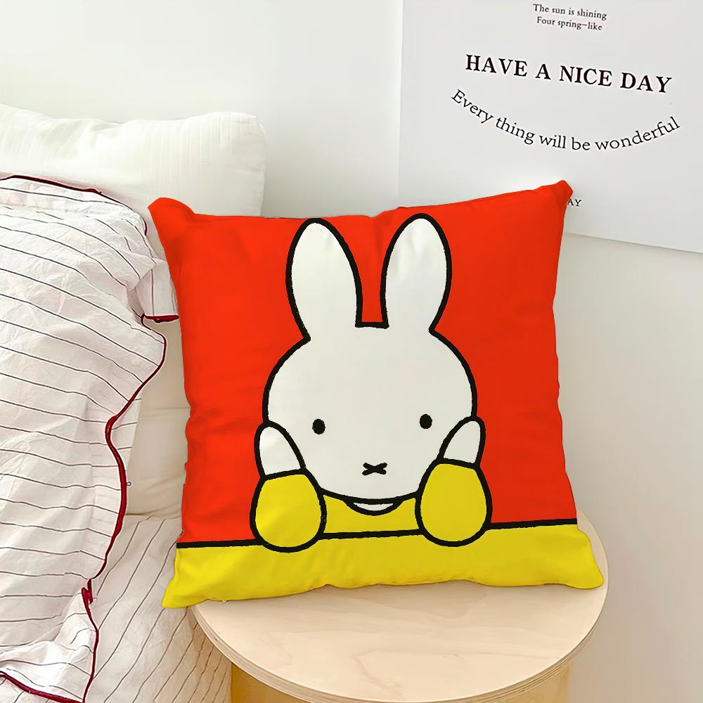 Cartoon Bunny Rabbit kawaii funny MMiffy soft pillowcase for Sofa Home Living Room bedside Decor pillow cover Gift Party hogar