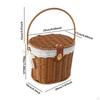 Kosz Przenośny Organizer Lekki Kosz na Owoce Rustykalny Kosz Piknikowy z Uchwytem i Pokrywką dla