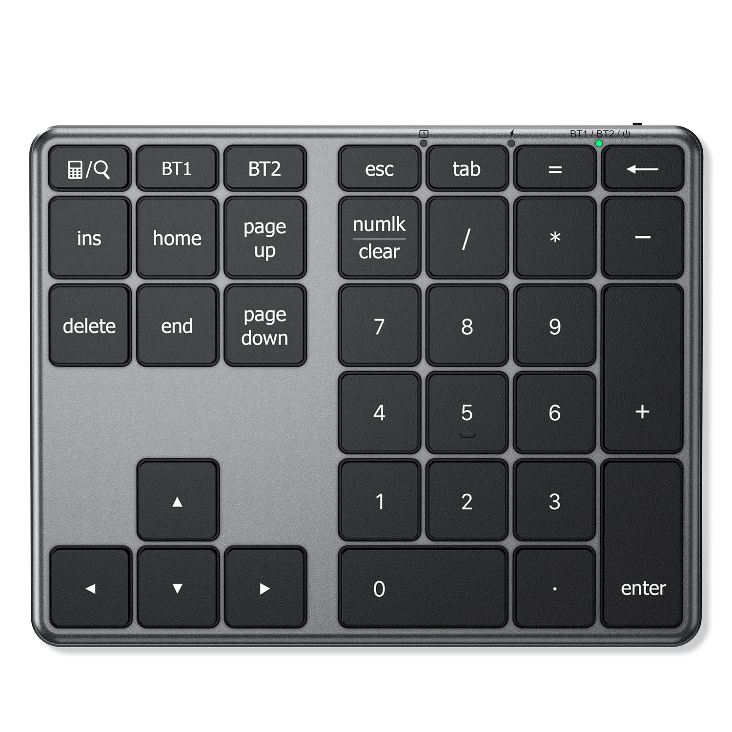 

iClever KP10 Numeric Keypad, Bluetooth 5.1, Multi-Pairing, Metal Construction, Numlock Link, Connects Up to Two Devices, Type-C Rechargeable,