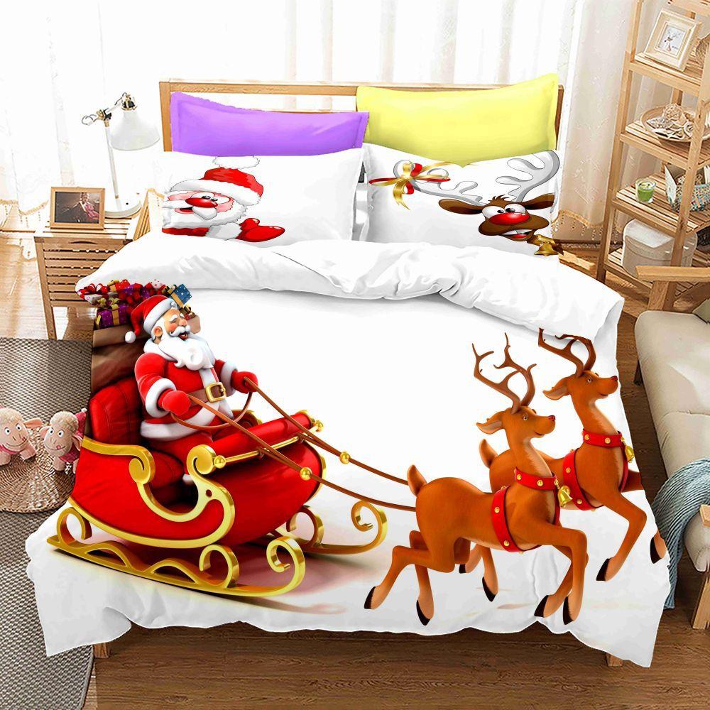 3D Digital Printing Bedding Four-Piece Set Three-Piece Set Christmas Bed Sheet Quilt Pillow