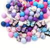 58PCS Butterfly Flower Silicone Bead Set, Perfect for DIY Handmade Crafts Such As Keychains, Necklaces, Bracelets, Etc