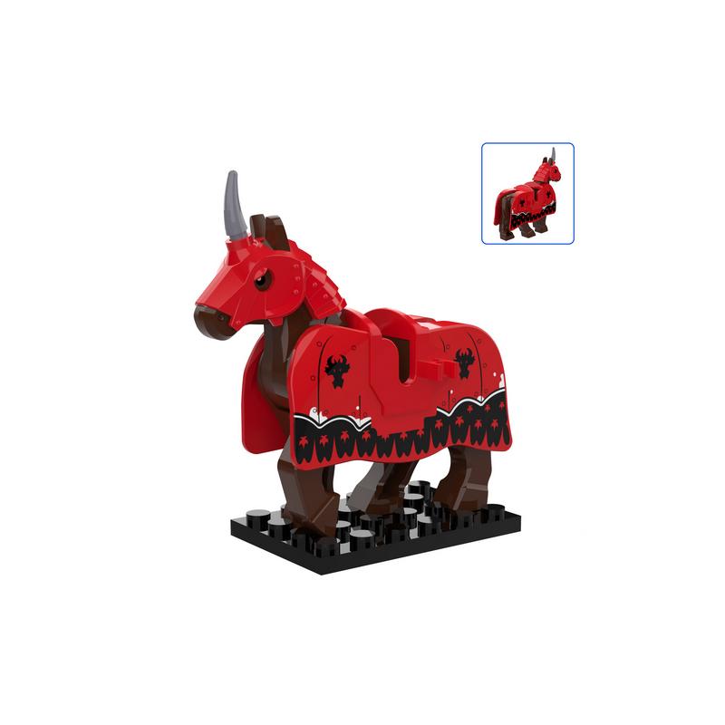 Středověký MOC Hradní Voják Figurky Stavebnice Mount Bílý Lev Zbroj Válečný Kůň Kočár Doprava Vůl Drak Hračky Dárek K149