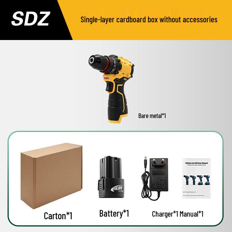 16.8V Brushless Cordless Hand Drill & Screwdriver with Dual-Speed Lithium Battery