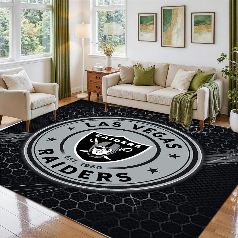Las Vegas Raiders Design Crystal Velvet Rug Soft Decorative Mat for Bedroom Entrance