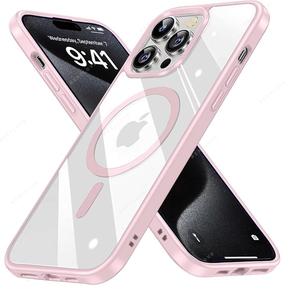 Magnetic Clear Phone Case for iPhone 16E 14 15 16 Plus 11 12 13 Pro Max X XR XS MAX 12 13 Mini Magsafe Charging Shockproof Cover