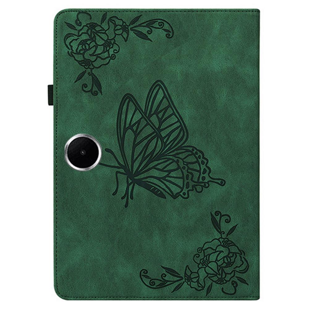 For Oppo Pad SE Case Butterfly Flower Imprint PU Leather Tablet Cover with Card Slots